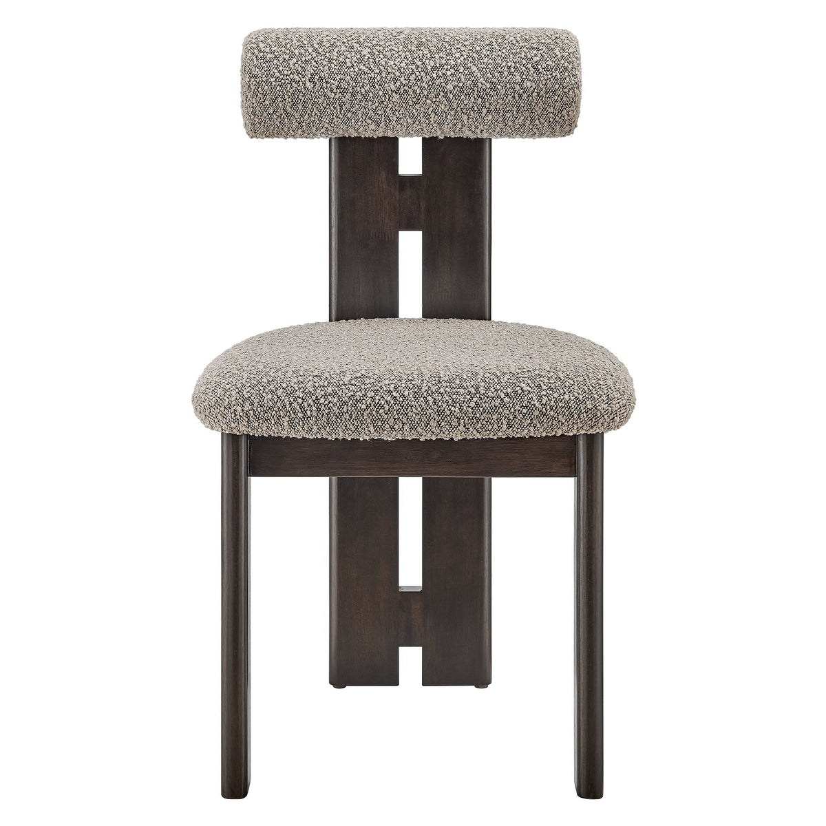Torian Boucle Fabric Dining Chair Set of 2, taupe boucle upholstery with dark wood legs on Tampa Home & Garden Store