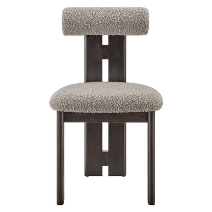Torian Boucle Fabric Dining Chair Set of 2, taupe boucle upholstery with dark wood legs on Tampa Home & Garden Store