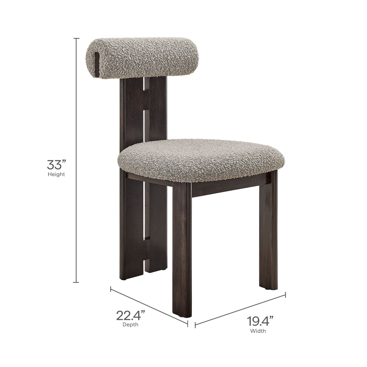 Dining chairs Torian Boucle fabric set of 2 with dark wood legs by HouseOfZazla on Tampa Home & Garden Store