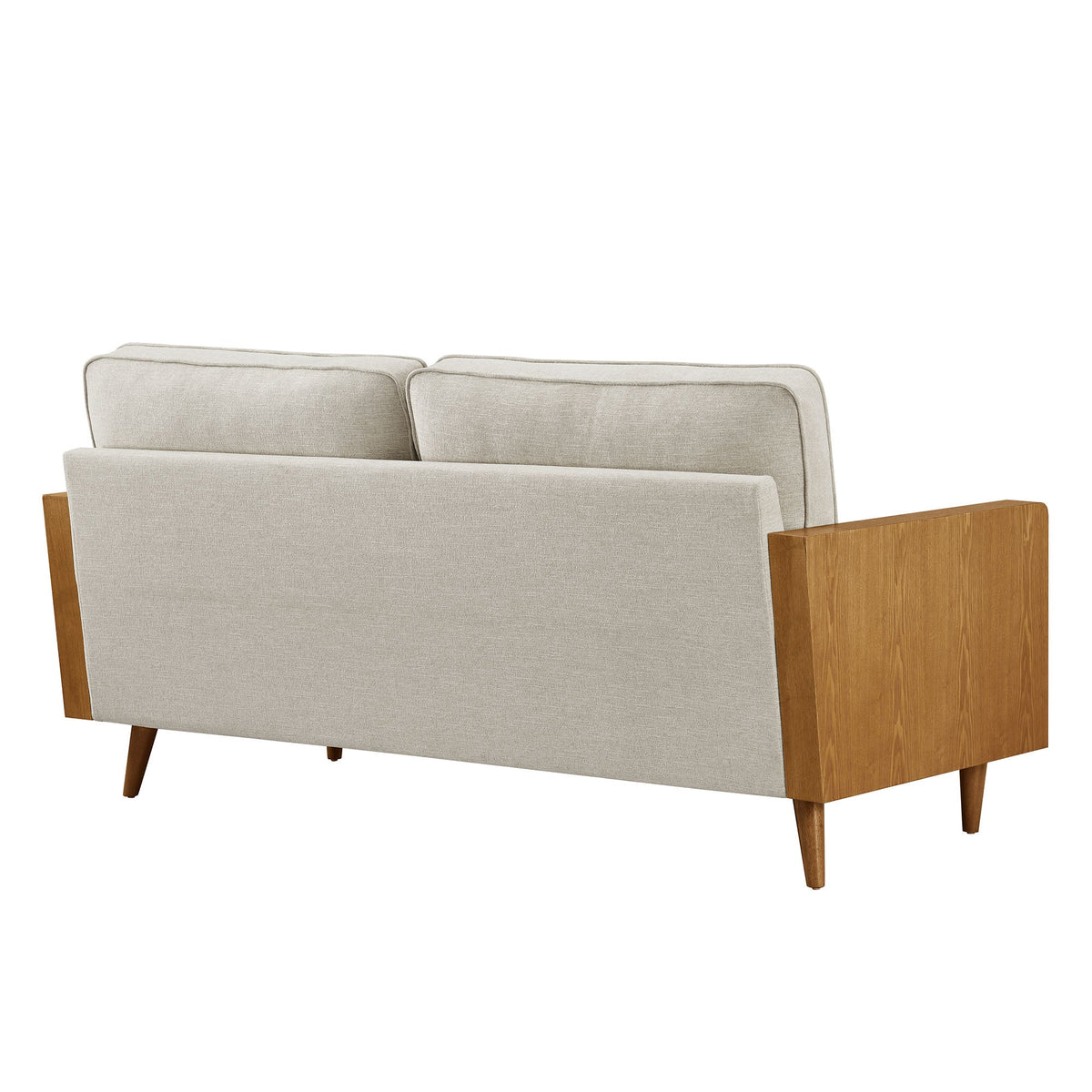 Kellan Heathered Fabric Upholstered Sofa in light gray fabric with wooden legs on Tampa Home & Garden Store