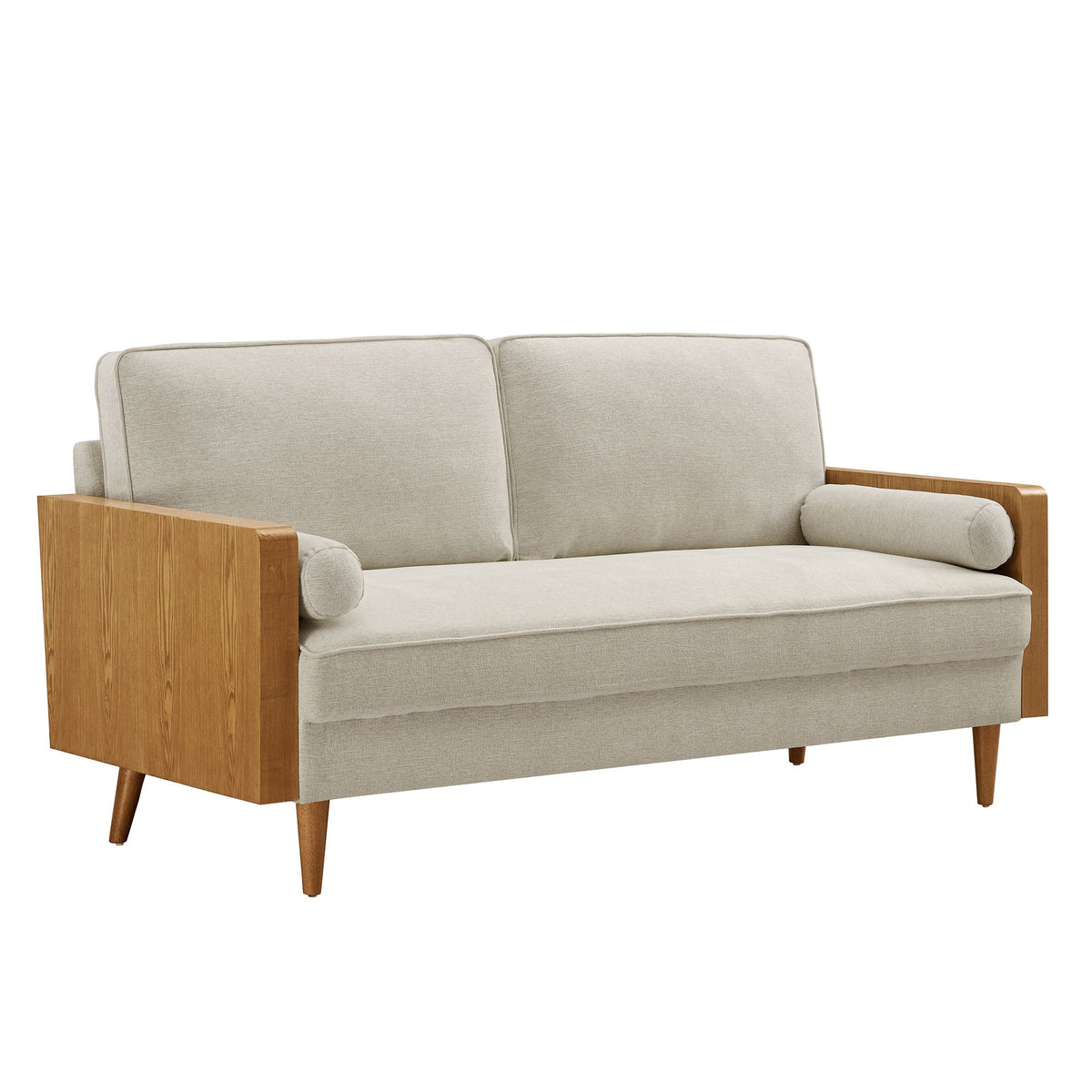 Kellan Heathered Fabric Upholstered Sofa by Modway, beige fabric cushions with solid wood frame on Tampa Home & Garden Store