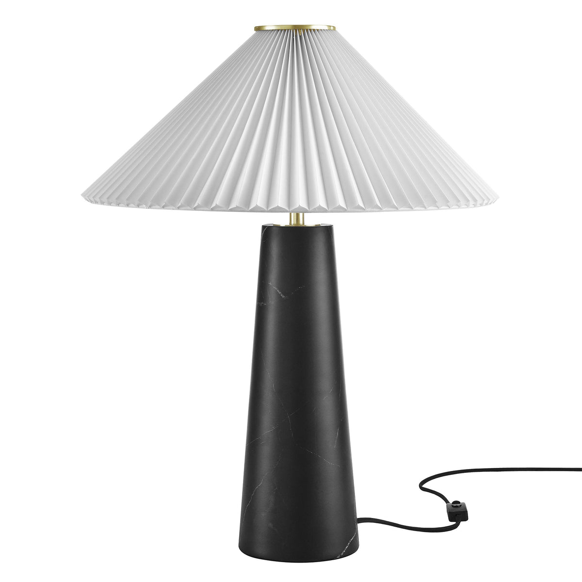 Nera Marble Table Lamp with white pleated shade and black marble base HouseOfZazla on Tampa Home & Garden Store