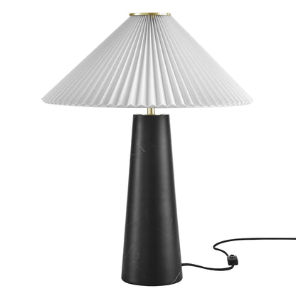 Nera Marble Table Lamp with white pleated shade and black marble base HouseOfZazla on Tampa Home & Garden Store