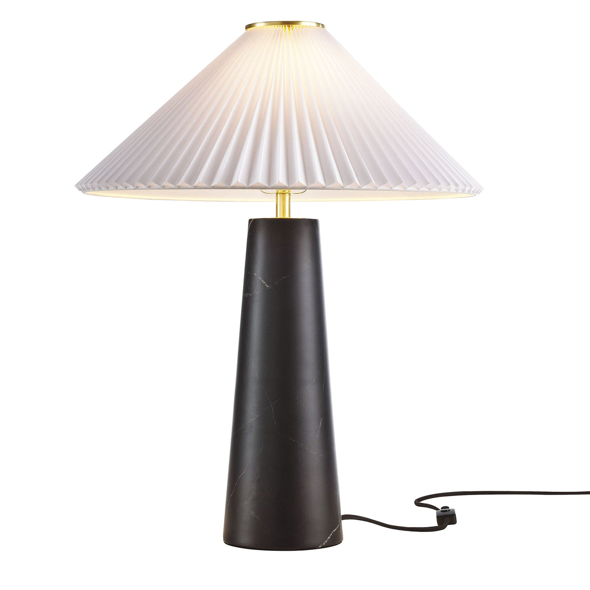 Nera Marble Table Lamp white pleated shade with black marble base by HouseOfZazla on Tampa Home & Garden Store