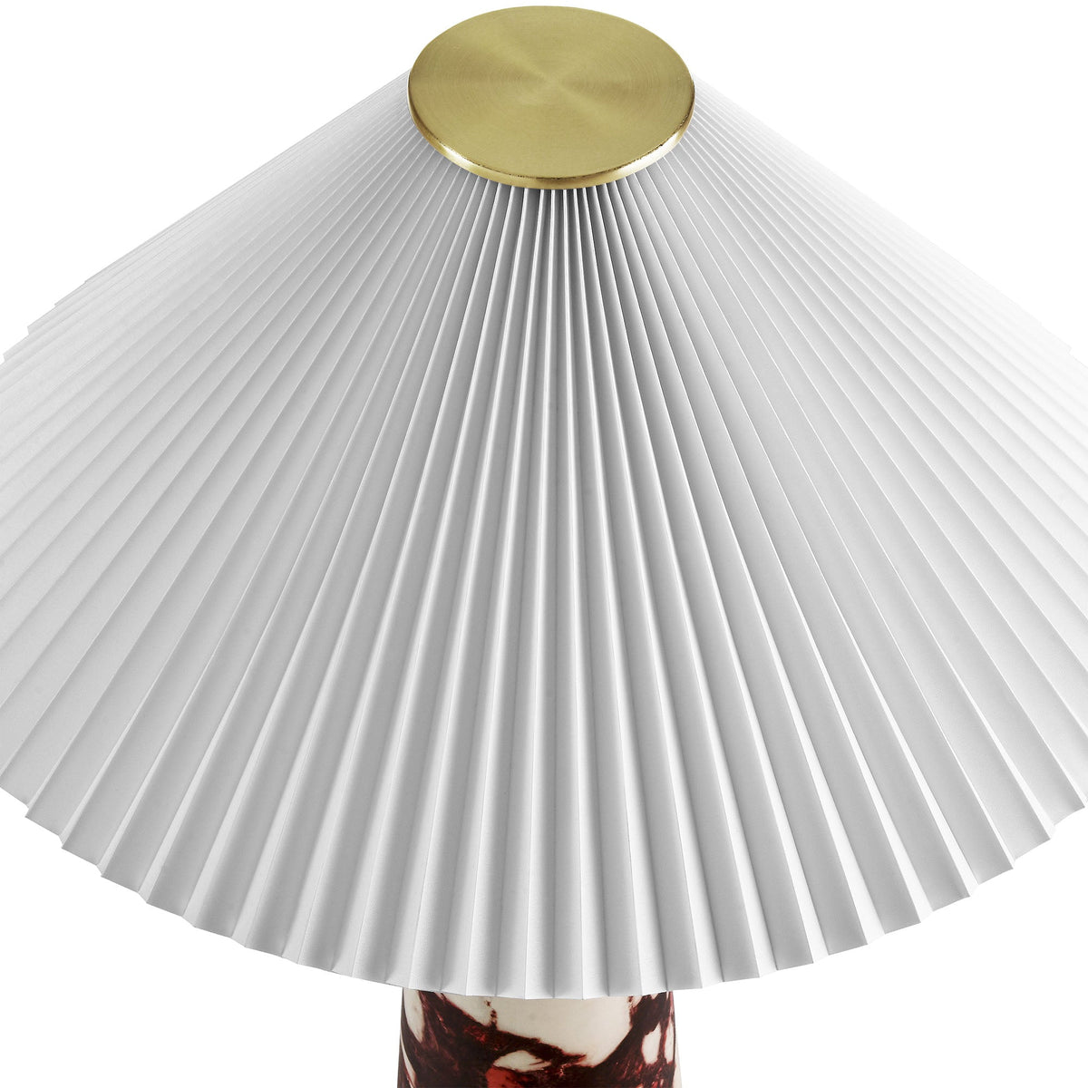 Nera Marble Table Lamp by Modway with white pleated shade and brass cap finial on Tampa Home & Garden Store
