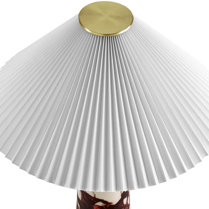 Nera Marble Table Lamp by Modway with white pleated shade and brass cap finial on Tampa Home & Garden Store