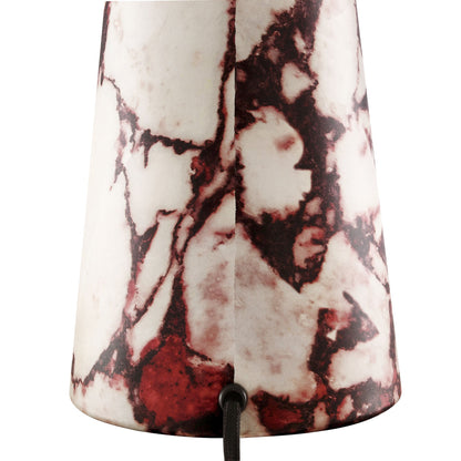 Nera Marble Table Lamp base in pink-white marble with burgundy veining, cord visible on Tampa Home & Garden Store