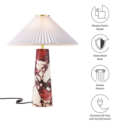 Nera Marble Table Lamp white pleated fabric shade atop red marble base by HouseOfZazla on Tampa Home & Garden Store