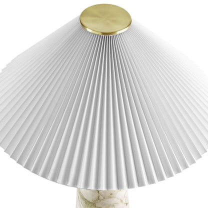 Nera Marble Table Lamp by Modway with white pleated shade, brass finial, and marble base on Tampa Home & Garden Store