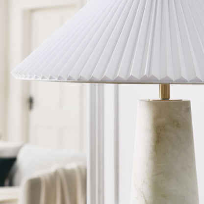 Nera Marble Table Lamp by Modway white pleated shade atop marble base with brass stem on Tampa Home & Garden Store