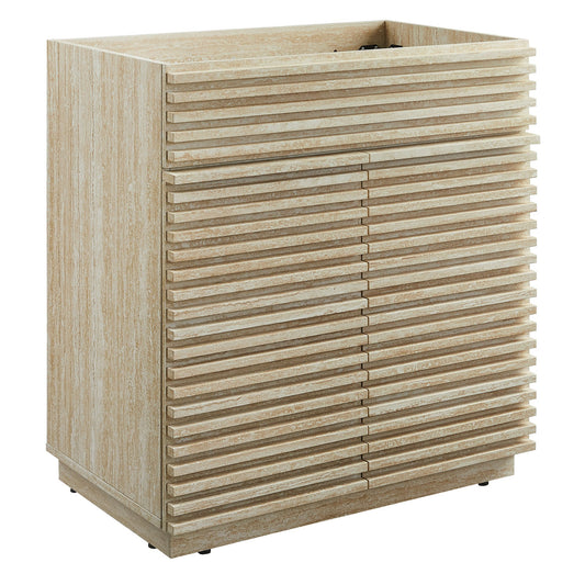 Bathroom vanity cabinet 30in faux travertine with slatted beige front panels HouseOfZazla on Tampa Home & Garden Store