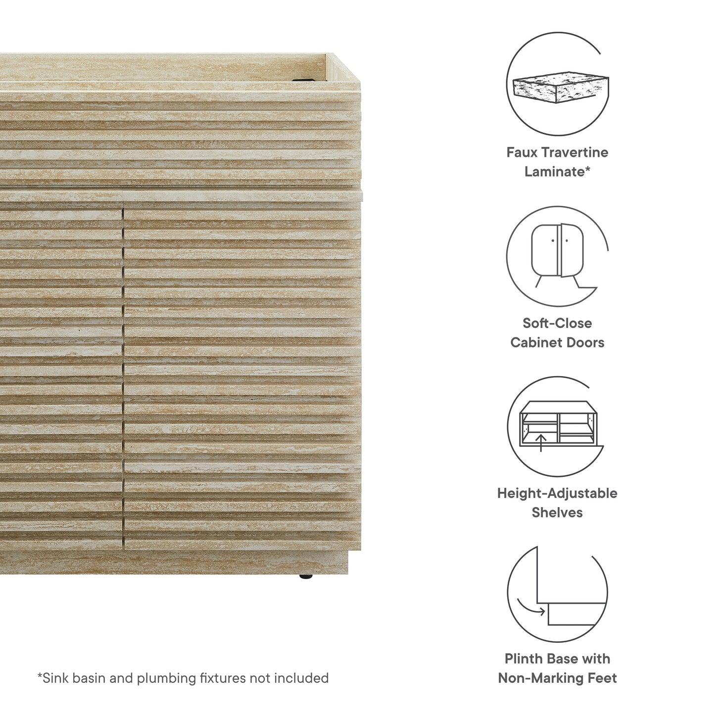 Render 30in Faux Travertine Bathroom Vanity Cabinet by HouseOfZazla with stacked panels on Tampa Home & Garden Store
