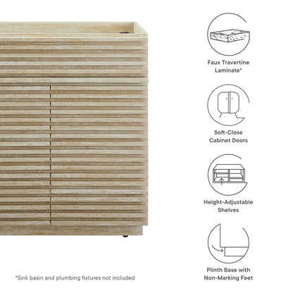 Render 30in Faux Travertine Bathroom Vanity Cabinet by HouseOfZazla with stacked panels on Tampa Home & Garden Store