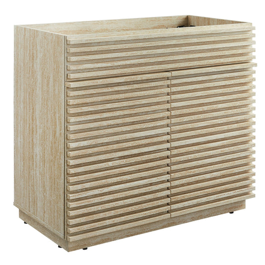 36in faux travertine bathroom vanity cabinet with slatted beige stone drawers, HouseOfZazla on Tampa Home & Garden Store