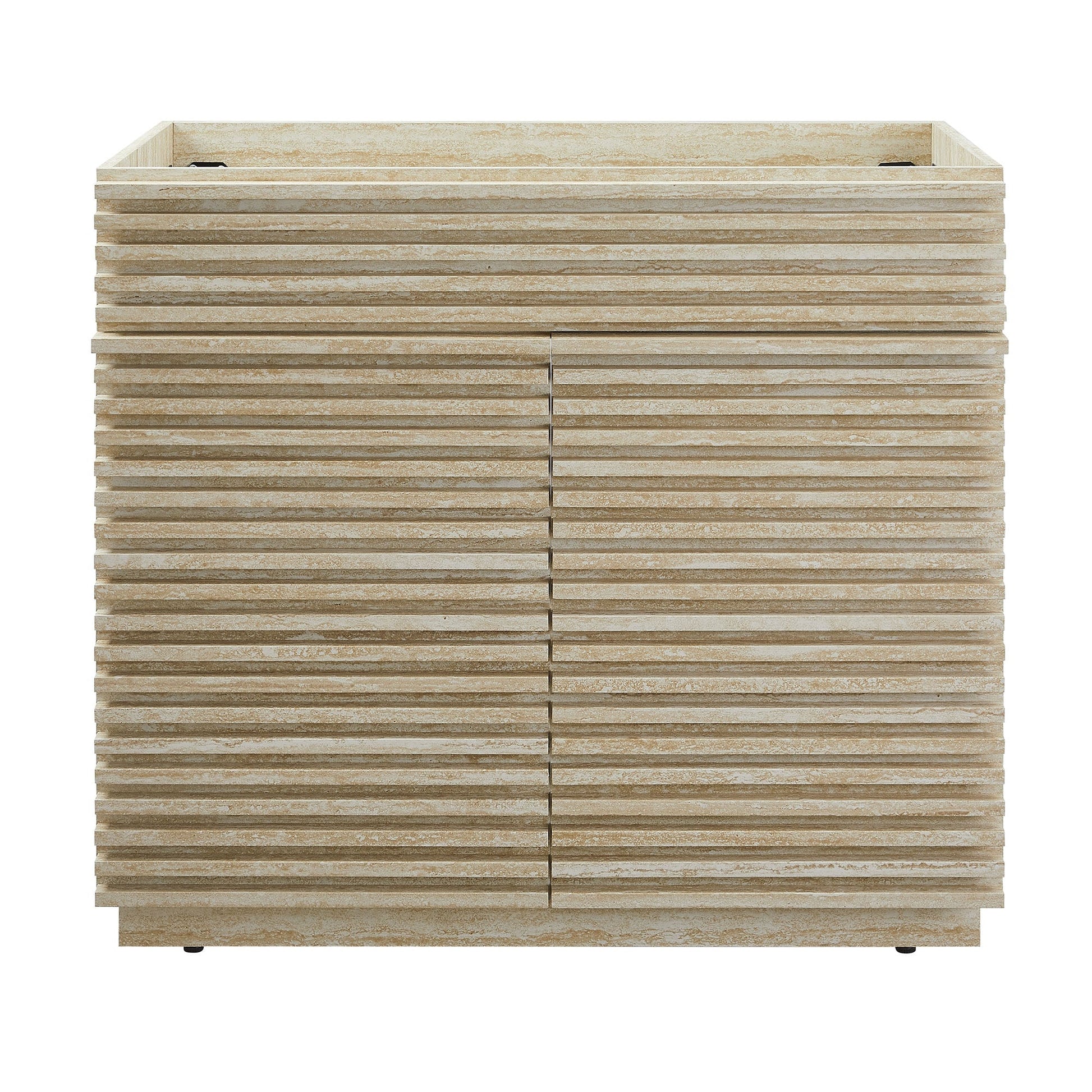 Render 36in faux travertine bathroom vanity cabinet beige stone finish HouseOfZazla on Tampa Home & Garden Store