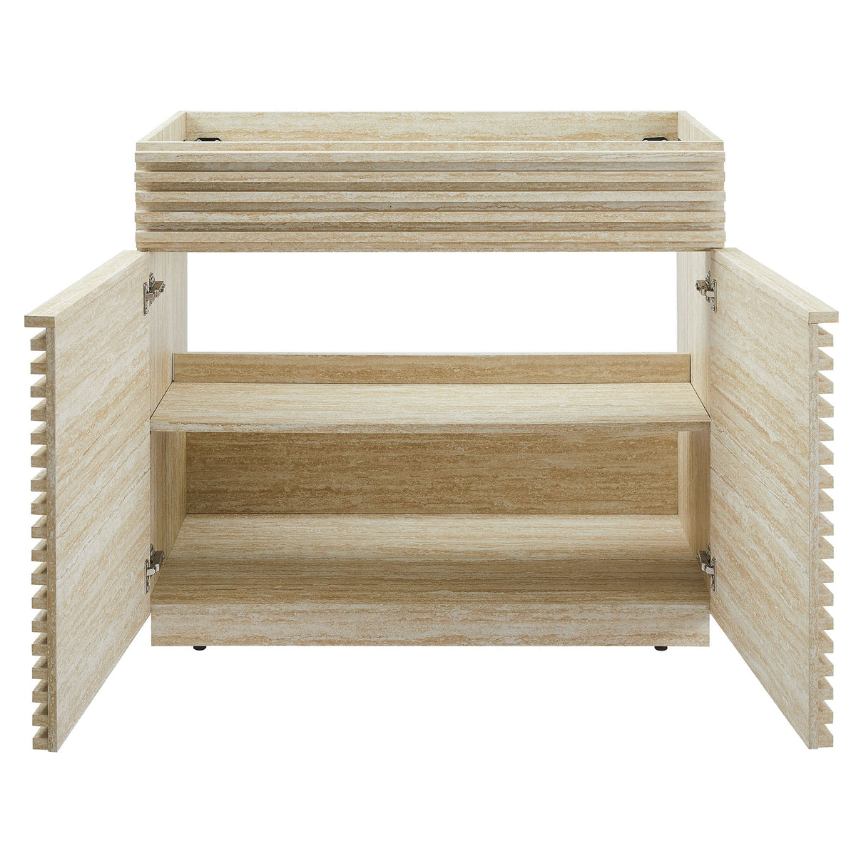 Bathroom vanity cabinet 36-inch faux travertine with stacked ribbed panels, HouseOfZazla on Tampa Home & Garden Store