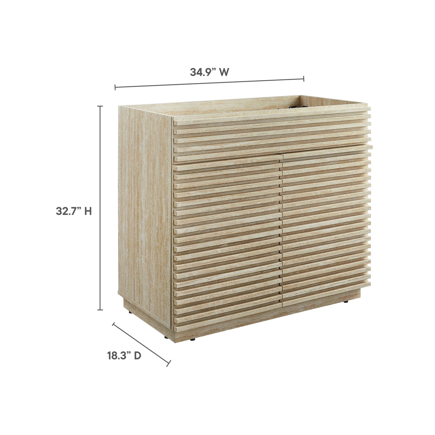 36-inch faux travertine bathroom vanity cabinet with finish and horizontal slats by HouseOfZazla on Tampa Home & Garden Store