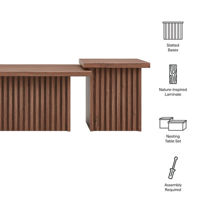 Render Nesting Coffee Tables set of 2 by Modway with slatted wooden bases on Tampa Home & Garden Store