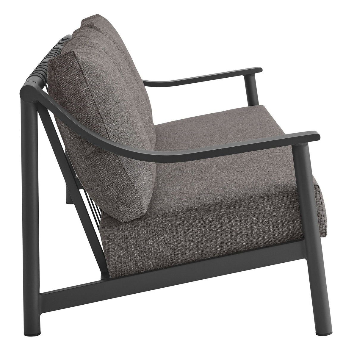 Terrace Outdoor Patio Aluminum Sofa by Modway with dark gray cushions and slim aluminum frame on Tampa Home & Garden Store