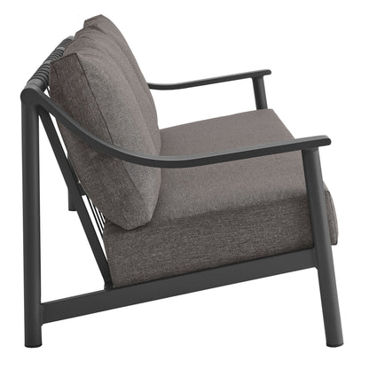 Terrace Outdoor Patio Aluminum Sofa by Modway with dark gray cushions and slim aluminum frame on Tampa Home & Garden Store
