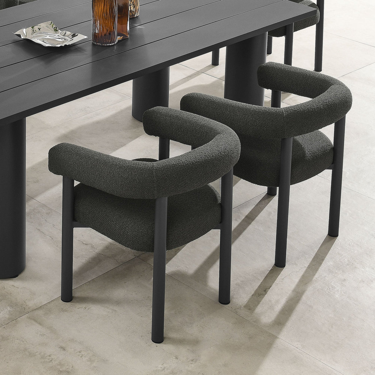 Nautica outdoor patio aluminum dining armchairs set of 2 with dark gray woven upholstery on Tampa Home & Garden Store