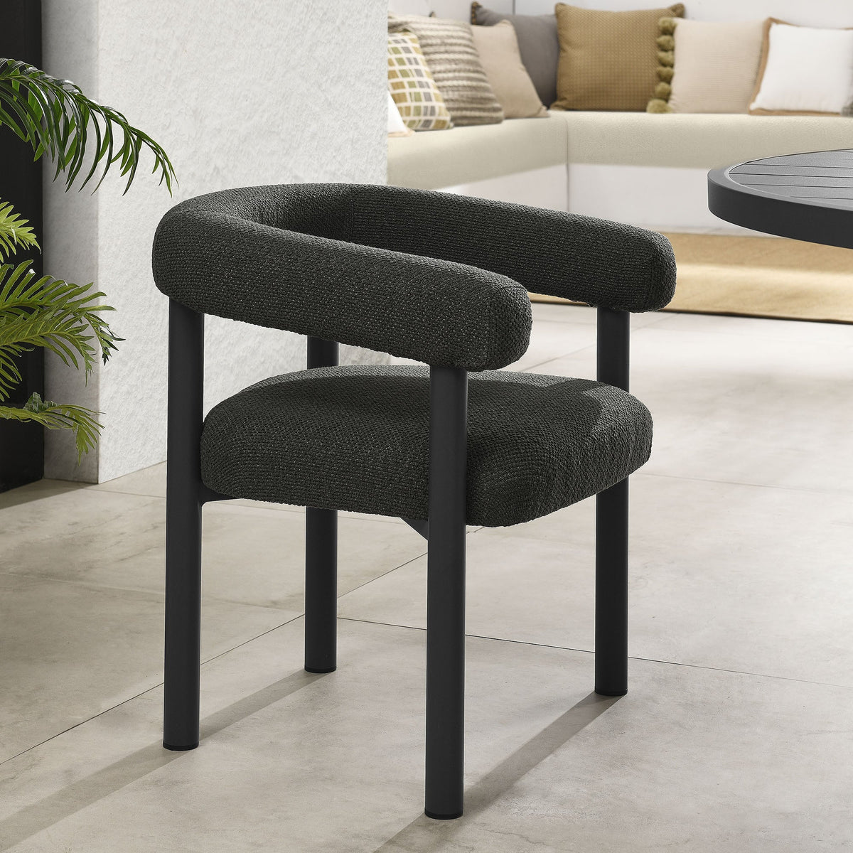 Nautica outdoor aluminum dining armchairs set of 2 with black woven cushions by Modway on Tampa Home & Garden Store