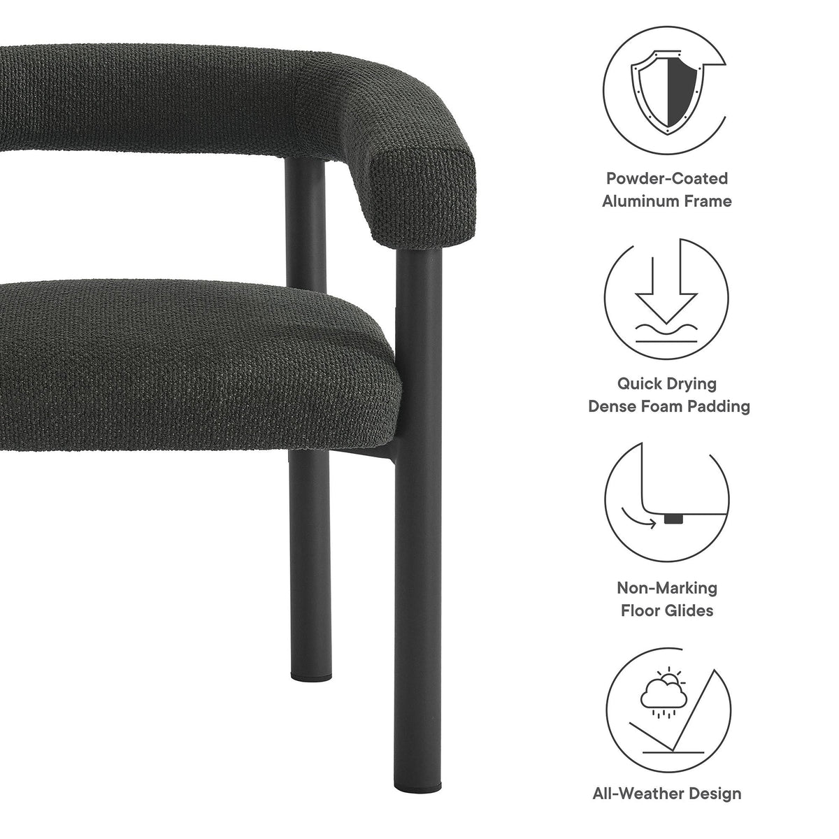 Nautica patio aluminum dining armchairs pair with powder-coated frame and gray fabric on Tampa Home & Garden Store