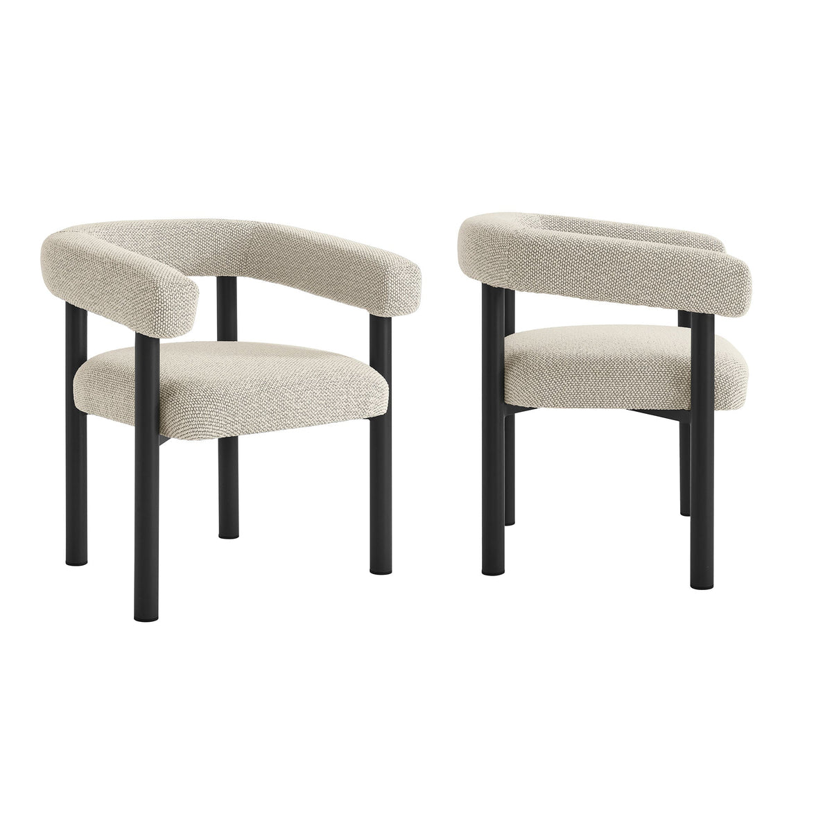 Nautica outdoor dining armchairs set of 2 with beige upholstered seats and black metal frames on Tampa Home & Garden Store