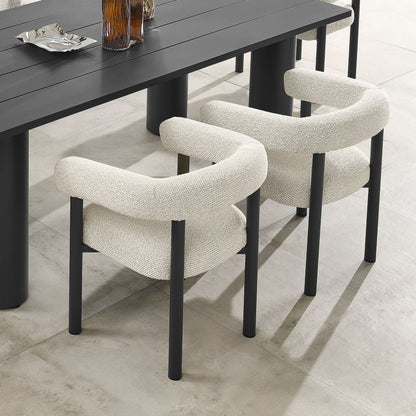 Nautica outdoor dining armchairs set of 2 with black aluminum frames and beige upholstery on Tampa Home & Garden Store