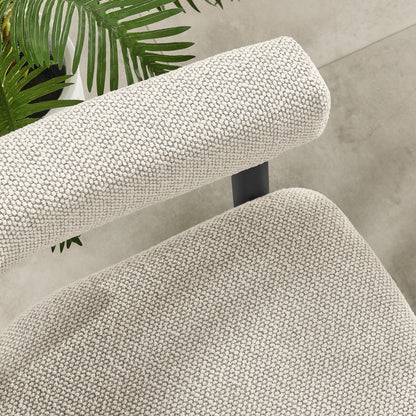 Nautica outdoor patio armchair beige woven upholstery close-up with tropical plant on Tampa Home & Garden Store