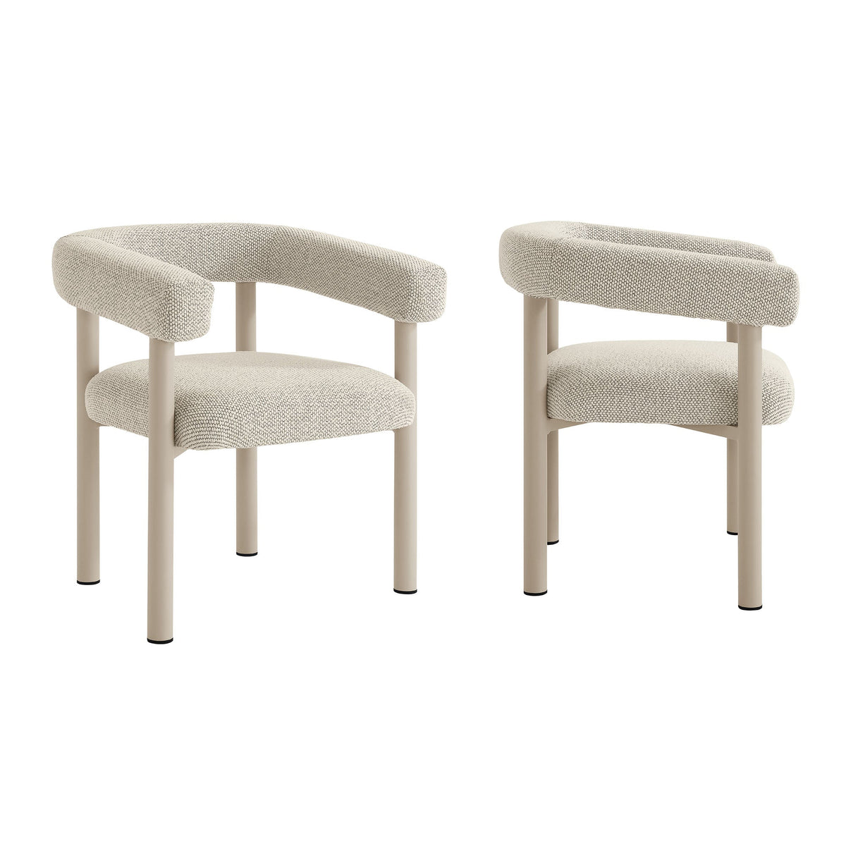 Modway Nautica outdoor aluminum dining armchairs set of 2 in beige textured fabric cushions on Tampa Home & Garden Store