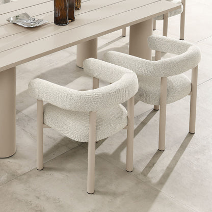 Nautica outdoor patio aluminum dining armchairs set of 2 with beige fabric upholstery by Modway on Tampa Home & Garden Store