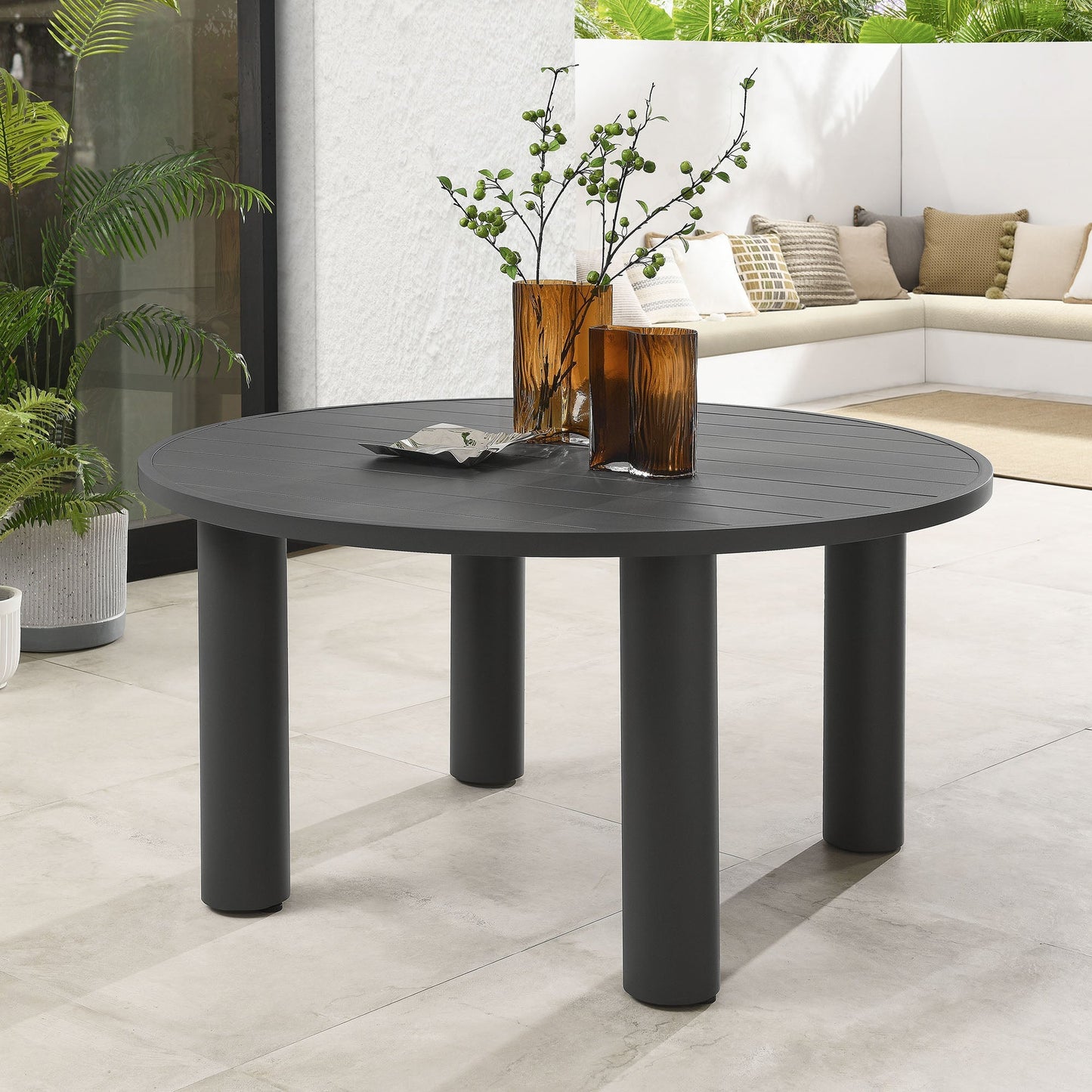 Nautica Outdoor Round Aluminum Dining Table