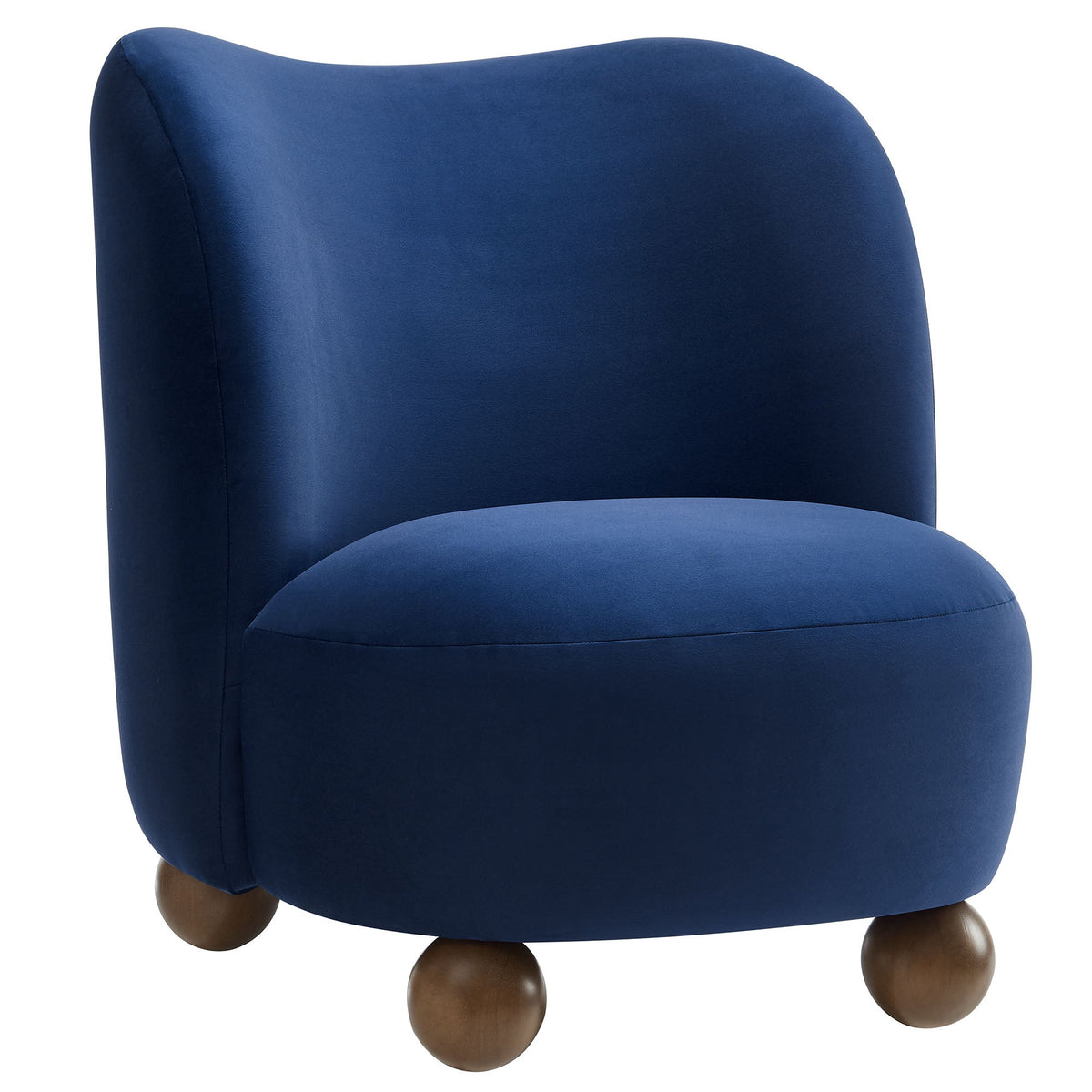 Monroe Performance Velvet Accent Chair blue velvet by Modway with wooden ball legs on Tampa Home & Garden Store