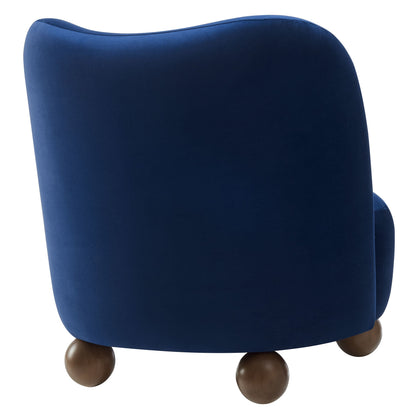 Monroe Performance Velvet Accent Chair by Modway in deep blue velvet with wooden ball feet on Tampa Home & Garden Store