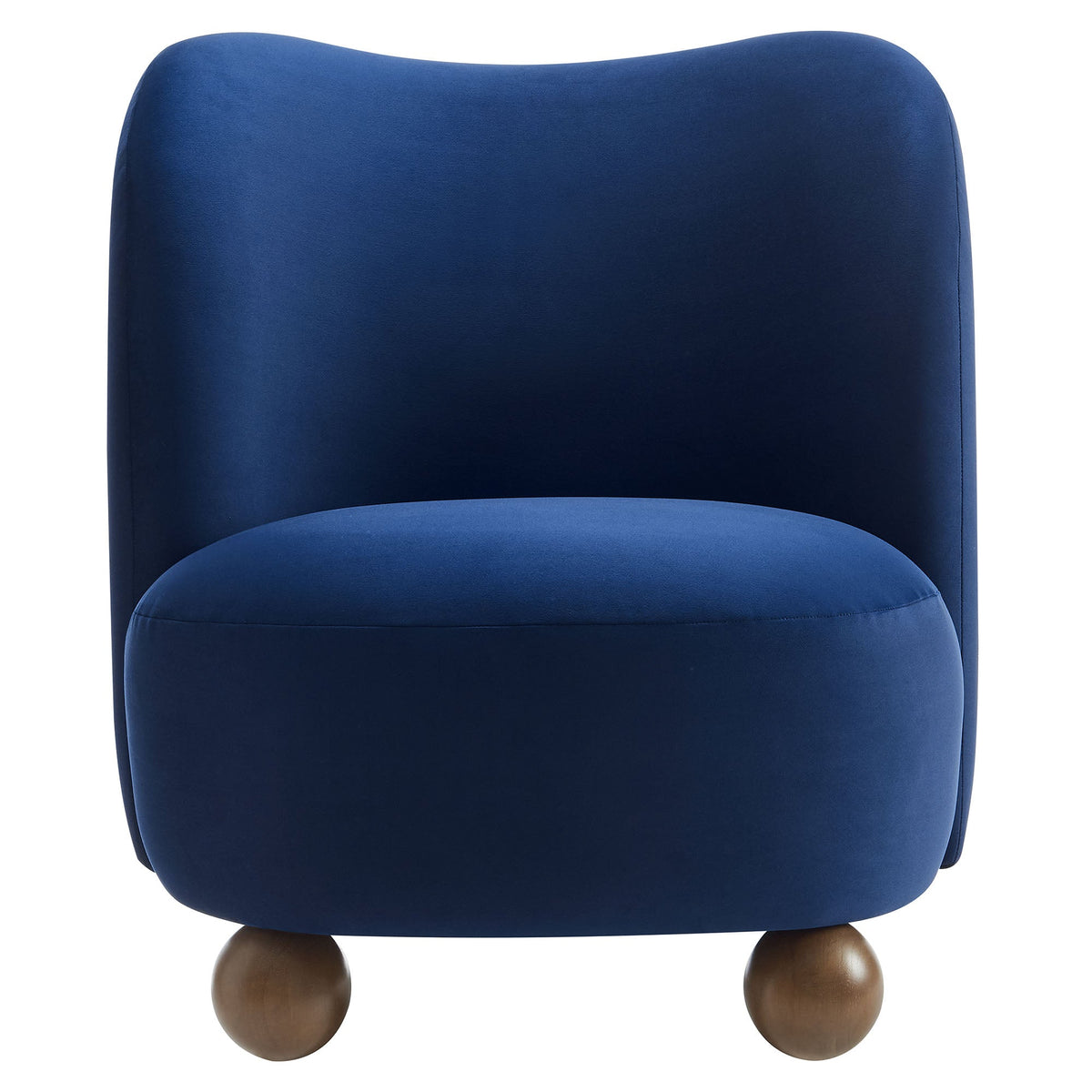Monroe Performance Velvet Accent Chair blue velvet with back and brown wood ball legs on Tampa Home & Garden Store