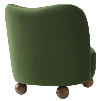 Monroe Performance Velvet Accent Chair in green with curved back and wooden ball legs Modway on Tampa Home & Garden Store