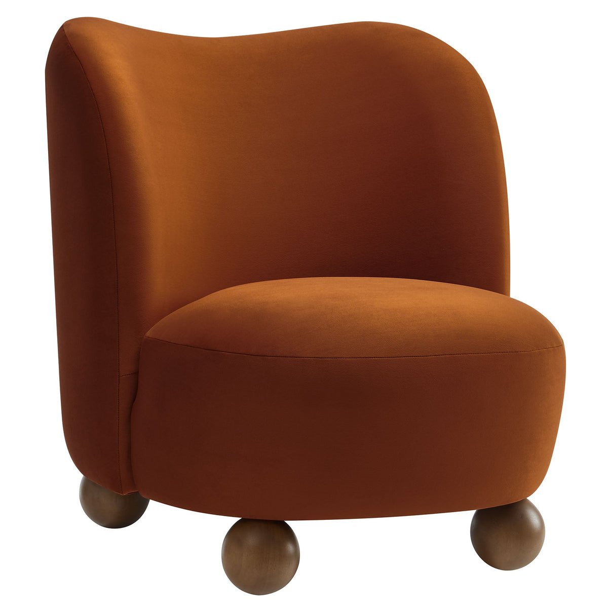 Monroe Velvet Accent Chair by Modway in burnt orange velvet with curved back and ball feet on Tampa Home & Garden Store