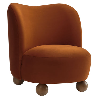 Monroe Velvet Accent Chair by Modway in burnt orange velvet with curved back and ball feet on Tampa Home & Garden Store