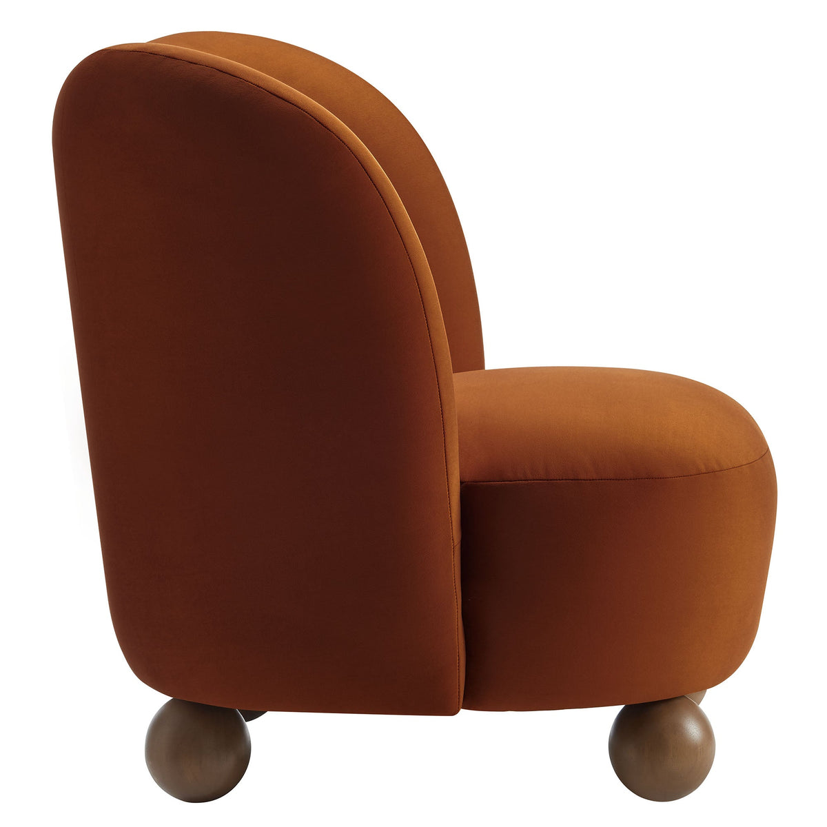 Monroe Performance Velvet Accent Chair by Modway, burnt orange velvet with wood ball legs on Tampa Home & Garden Store