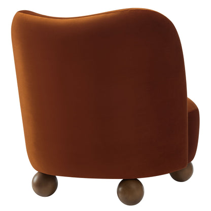 Monroe Performance Velvet Accent Chair by Modway in burnt orange velvet with ball feet on Tampa Home & Garden Store