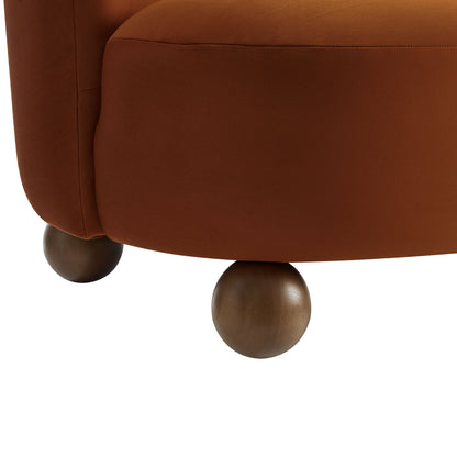 Monroe performance velvet accent chair rust upholstery with wooden ball legs on Tampa Home & Garden Store