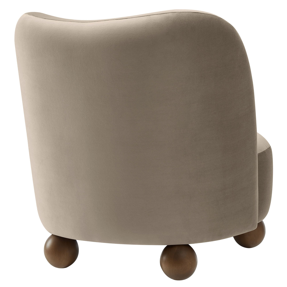 Monroe Velvet Accent Chair beige velvet with curved back and wooden ball legs by Modway on Tampa Home & Garden Store