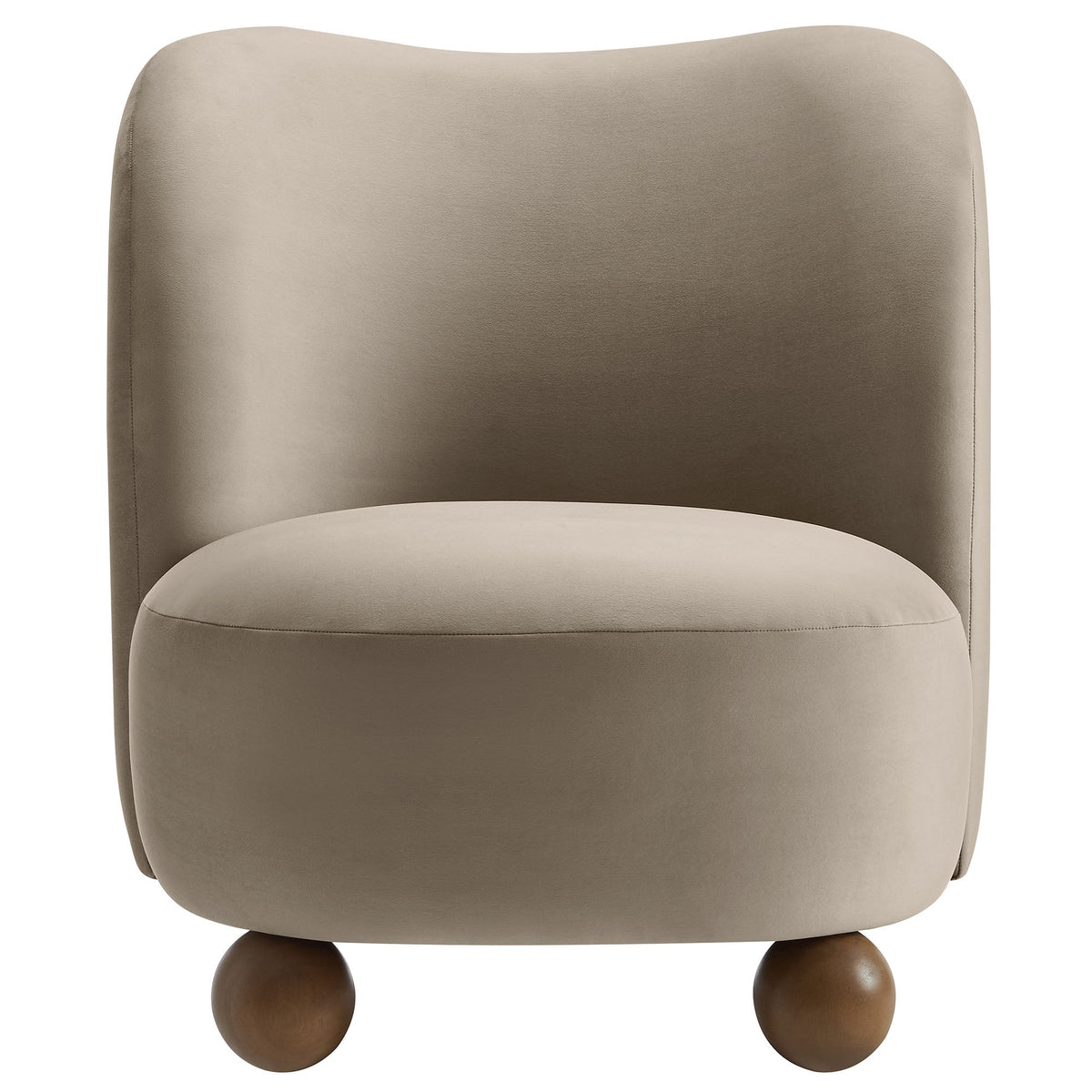 Monroe Performance Velvet Accent Chair by Modway, taupe velvet, rounded back, wooden ball legs on Tampa Home & Garden Store