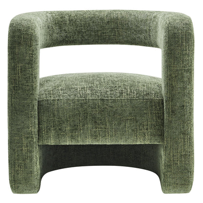 Jaylin Upholstered Chenille Accent Chair in olive green fabric with curved arms Modway on Tampa Home & Garden Store