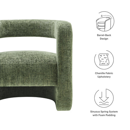Jaylin Upholstered Chenille Accent Chair green fabric with barrel-back design by Modway on Tampa Home & Garden Store