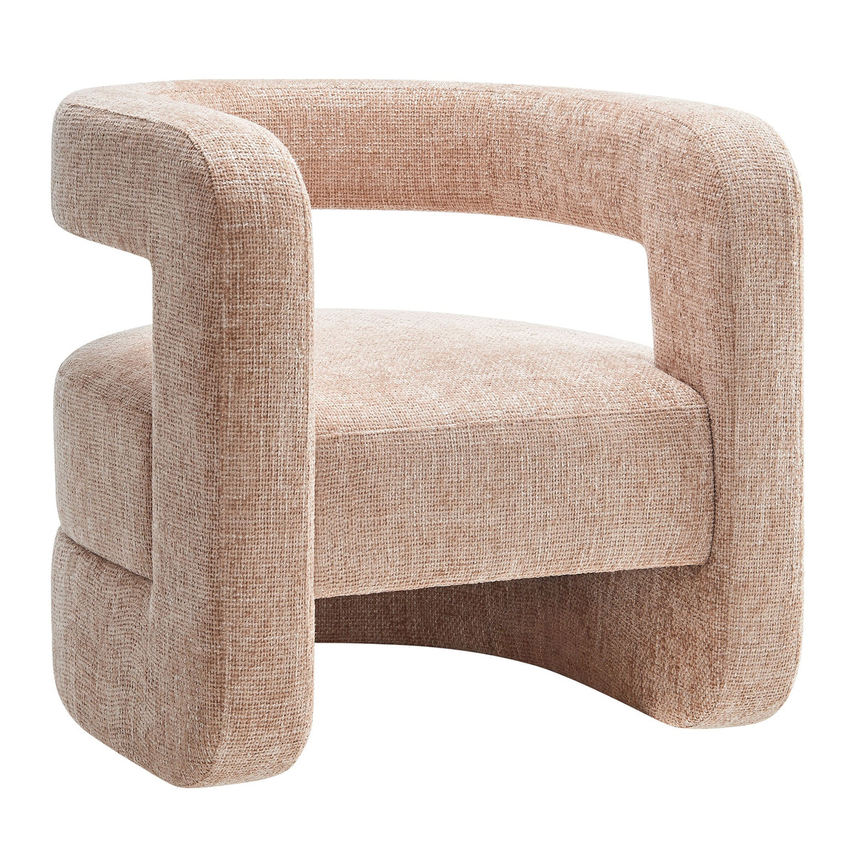 Jaylin Upholstered Chenille Accent Chair blush beige fabric with curved arms HouseOfZazla on Tampa Home & Garden Store