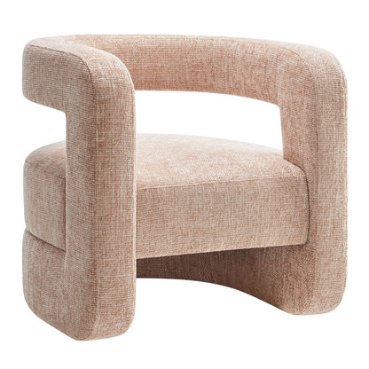 Jaylin Upholstered Chenille Accent Chair blush beige fabric with curved arms HouseOfZazla on Tampa Home & Garden Store