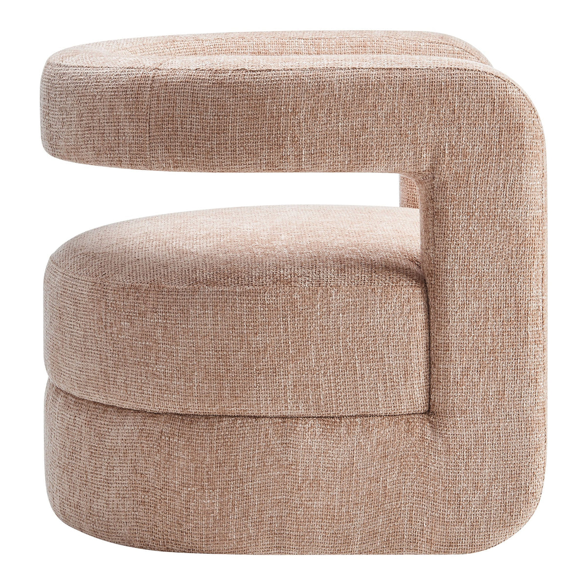 Jaylin Upholstered Chenille Accent Chair beige fabric with rounded armrest on Tampa Home & Garden Store