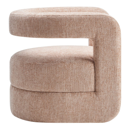 Jaylin Upholstered Chenille Accent Chair beige fabric with rounded armrest on Tampa Home & Garden Store